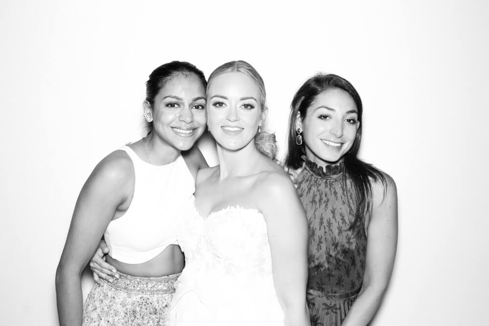 black-and-white-wedding-photo-booth-13 a bride with her friends