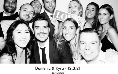 a full 6x4 print of a wedding photo booth group in black and white