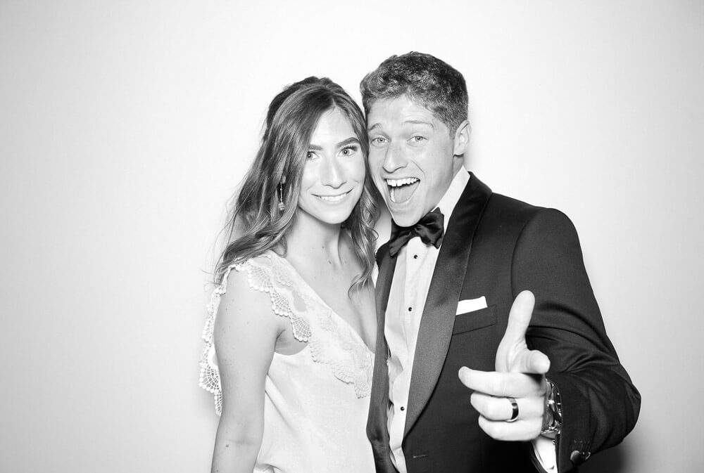 wedding couple glam black and white photo booth