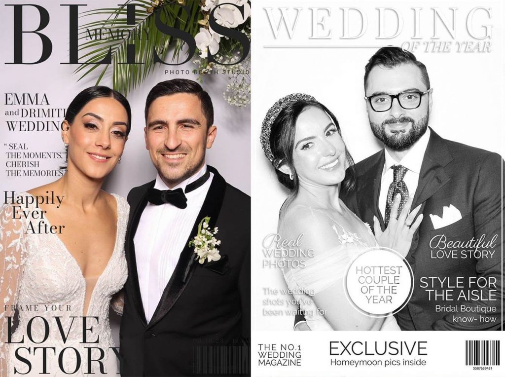 samples of wedding photo booth magazine cover styles