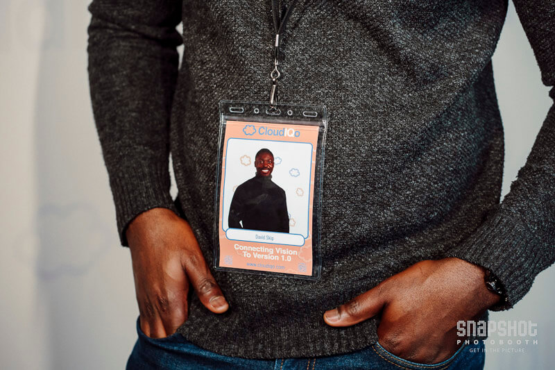 a lanyard hanging from a persons neck